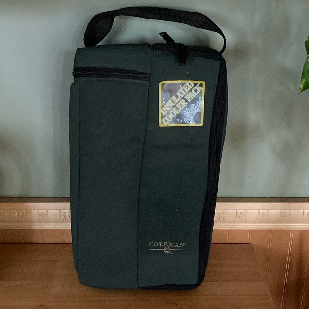 Coleman green canvas insulated wine bag